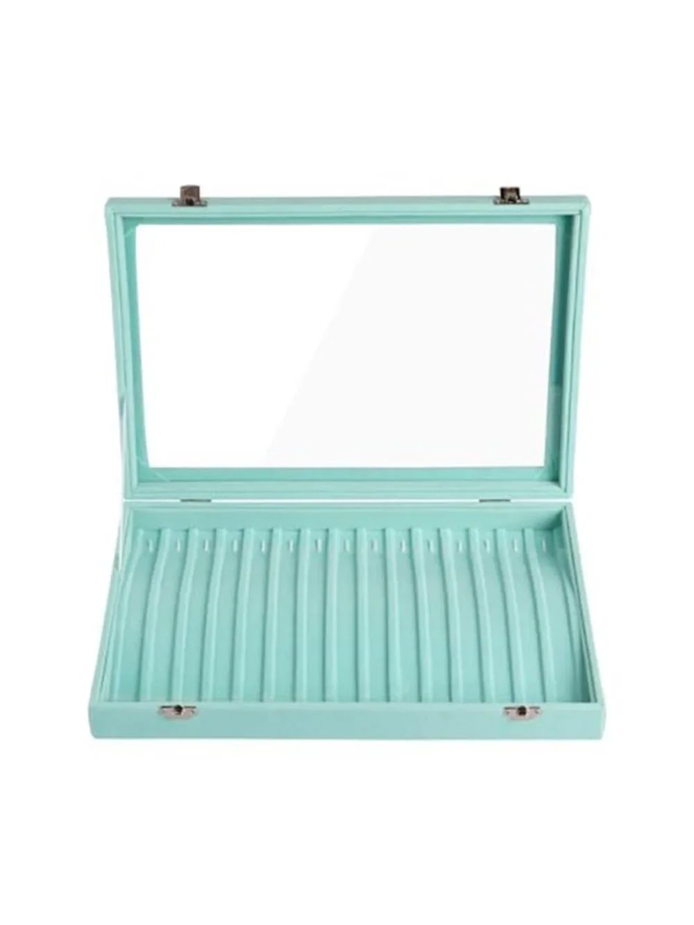 15 Hooks Necklace Organizer,Velvet Necklace Holder Tray with Lid | Jewelry Box